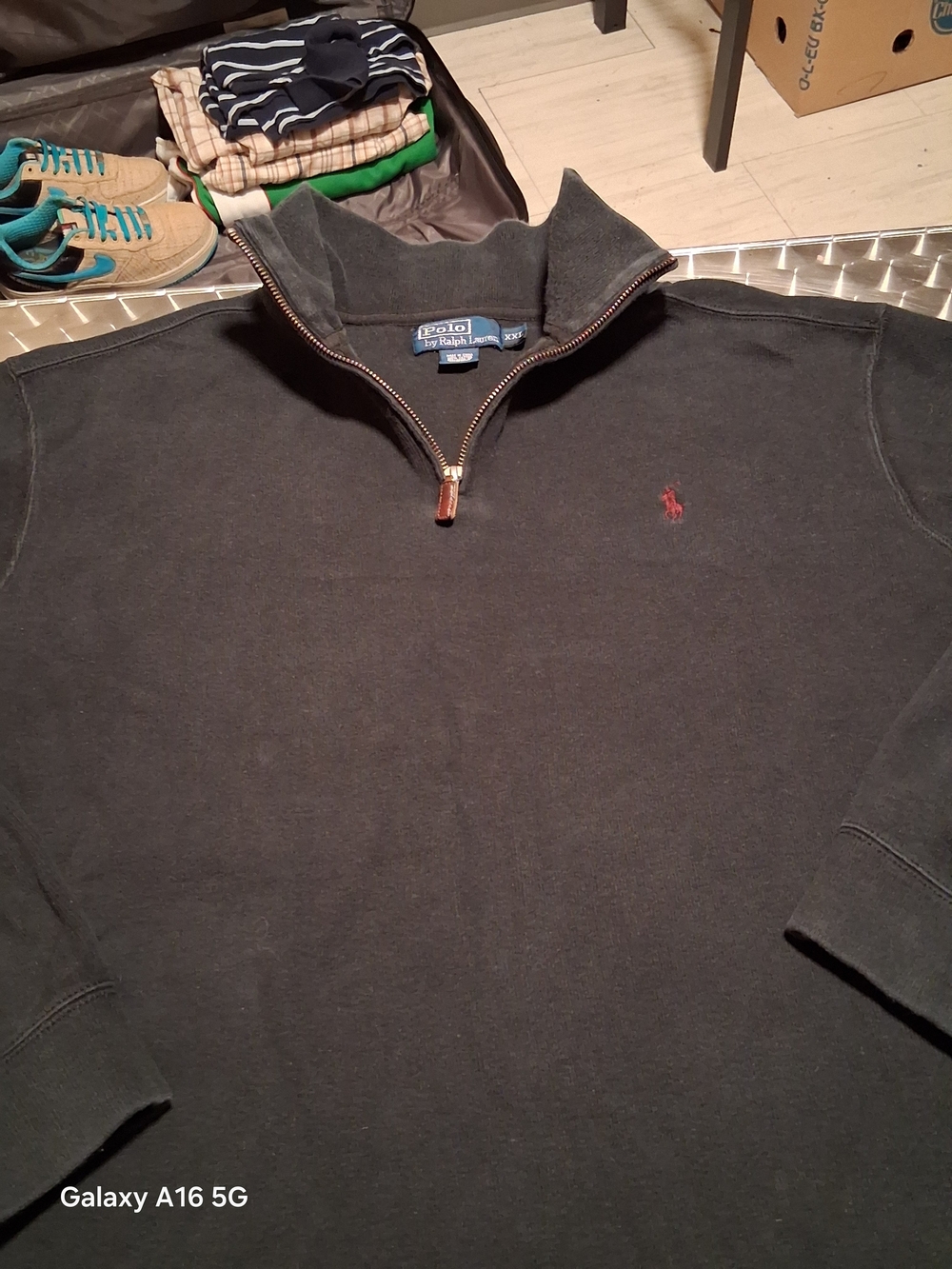 Polo by Ralph Lauren Dark Charcoal Gray Quarter-Zip Pullover with Red Pony Logo